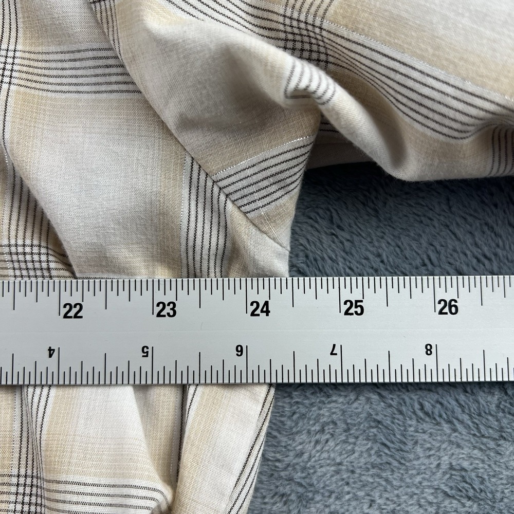 Roper Men's XL Western Pearl‎ Snap Beige Plaid Long Sleeve Shirt Silver Threads - Picture 9 of 10